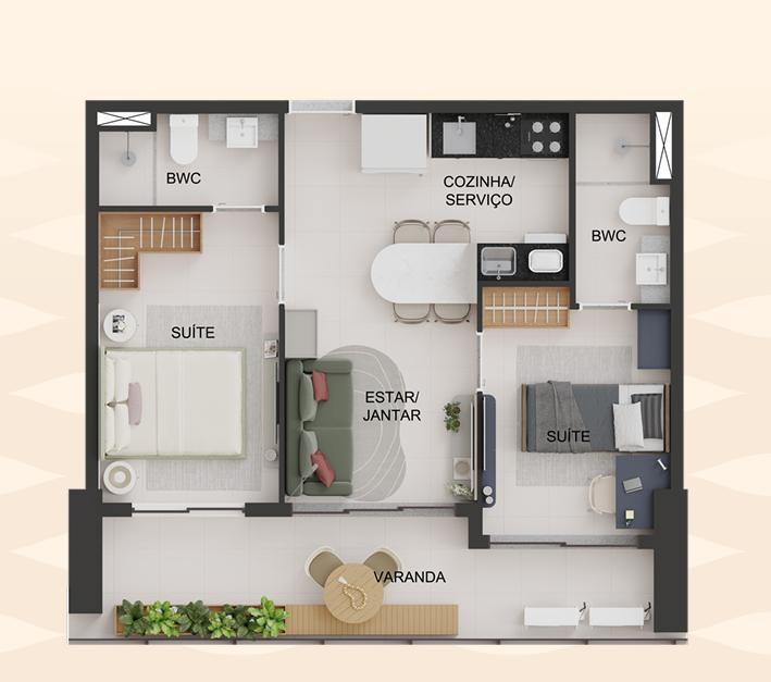 T1 e T2 (28-62,8m²) a 850m praia - Meireles — foto 14
