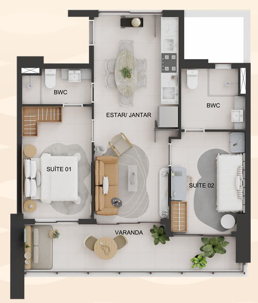T1 e T2 (28-62,8m²) a 850m praia - Meireles — foto 18