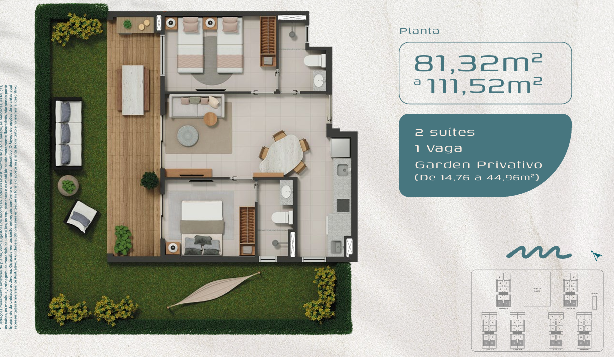 T2 e T3 (60-111 m²) a 650m praia - Porto das Dunas — foto 23