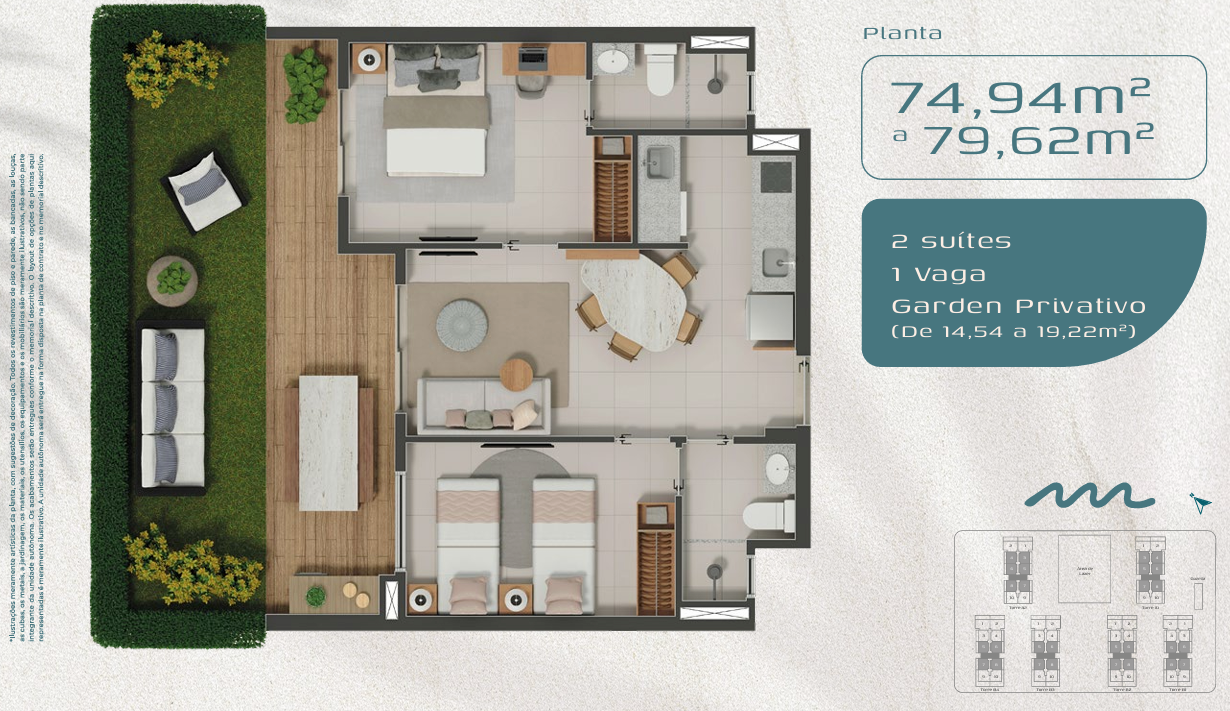 T2 e T3 (60-111 m²) a 650m praia - Porto das Dunas — foto 22