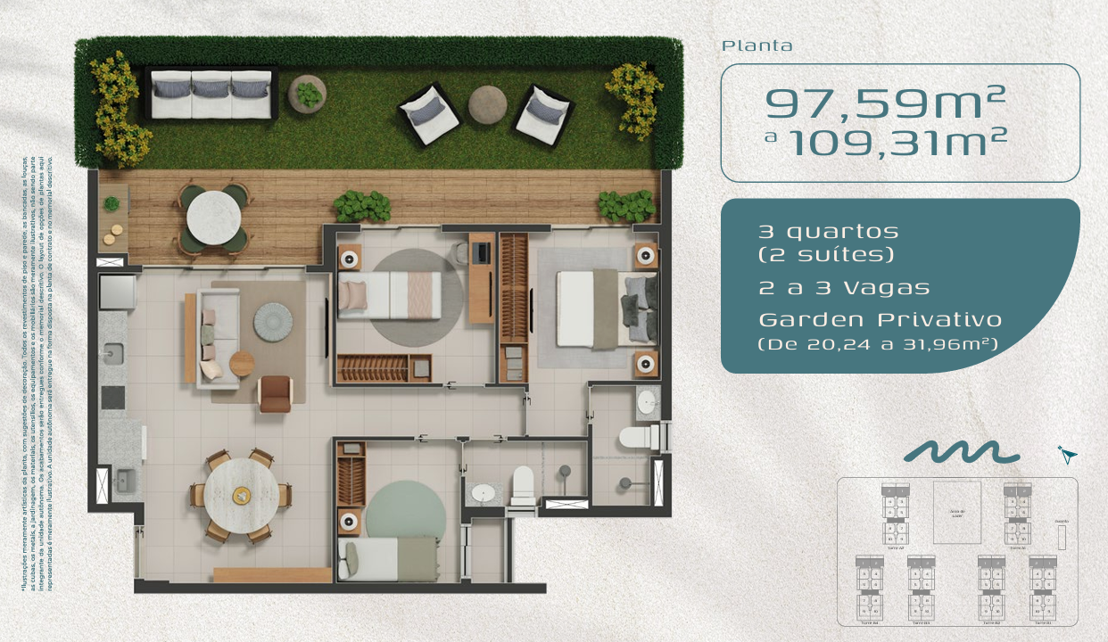 T2 e T3 (60-111 m²) a 650m praia - Porto das Dunas — foto 19