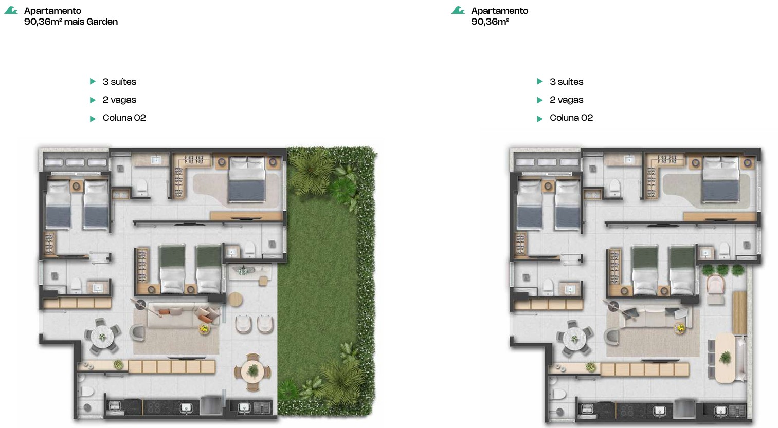 T2 c/ suítes (62-90 m²) pé na praia - Porto das Dunas — foto 12