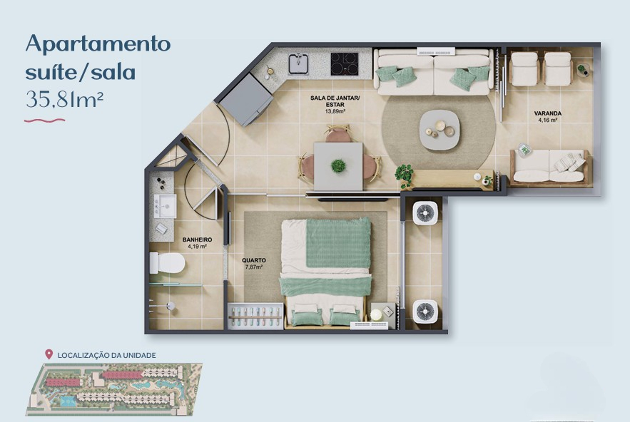 T1 a T3 (35 a 101 m²) a 0m praia - Porto das Dunas — foto 11